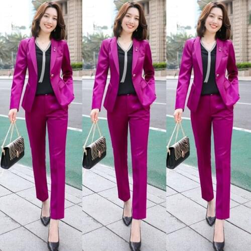 Plus size new fashion casual suit Office lady ol suit work uniform pants suit women suits pant suits for women blazer set jacket