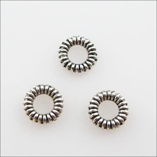 New 200Pcs Tibetan Silver Color Round Circle Spacer Beads Charms 6mm