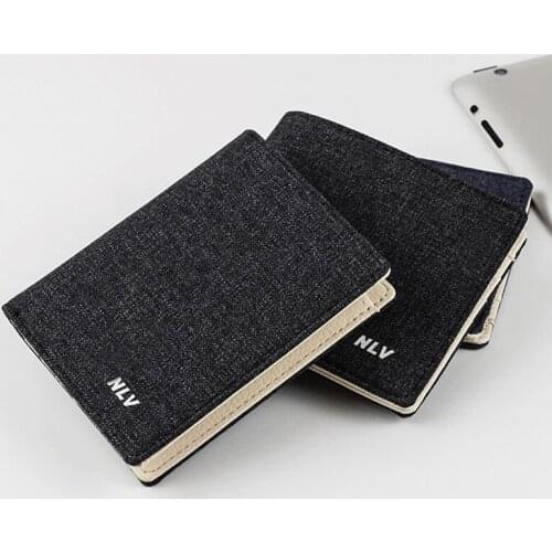 New Wallet for Men Short Denim Fabric Wallet Casual Credit Card Holder Vintage Slim Business Purse Fashion Soft Bifold Money Bag