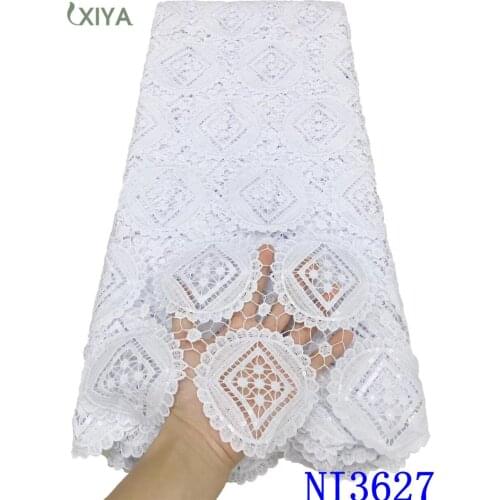 New Milk Silk African Lace Fabric High Quality Nigeria Mesh Lace Fabric with Sequins French Cord Lace for Wedding Sewing NI3627