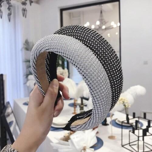Sponge hairband rhinestone headband for women girls hair hoop band korean style bezel luxury hair accessories