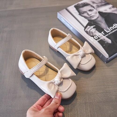 Little Girls Shoes Kids Fashion Bow Princess Leather Shoes Baby Soft Single Shoes Children Shoes 2021 New Spring Autumn G35