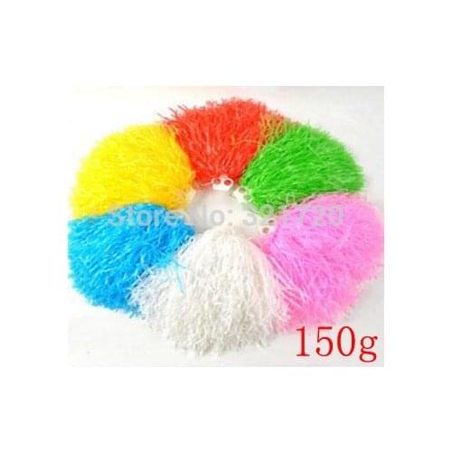 150g Cheering pompom (10 pieces/lot) Cheerleaders Bouquet Cheerleaders hand flowers Rings and handles can choose Free Shipping