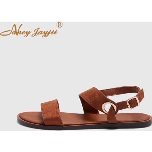Female Shoes Woman Ladies Sandals Solid Ankle-Wrap Buckle Flat With Basic Mature Fashion Elegant Novelty Nancyjayjii 2019 Sexy