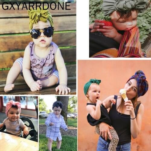2019 Fashion 10pcs/lot Baby Grils Bowknot India Hat Spring Summer Boy Girl Turban Beanie Kids Newborn Bows Cap For Baby Girls