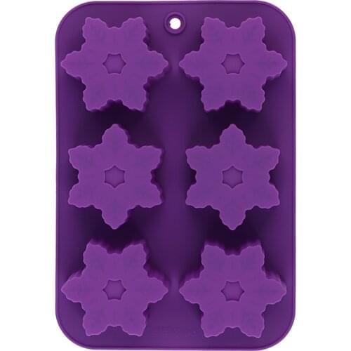 Silicone Cake Mold Soap Mold 6 Flower Baking Tools Christmas Series-Snowflake Chocolate For Jelly pudding cake Decorating Big