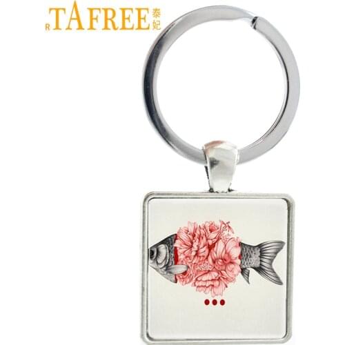 TAFREE Fish Maw Blossom Art Picture Keychains Game "Fishing Superstars" Commemorative Key Buckle Ring E341