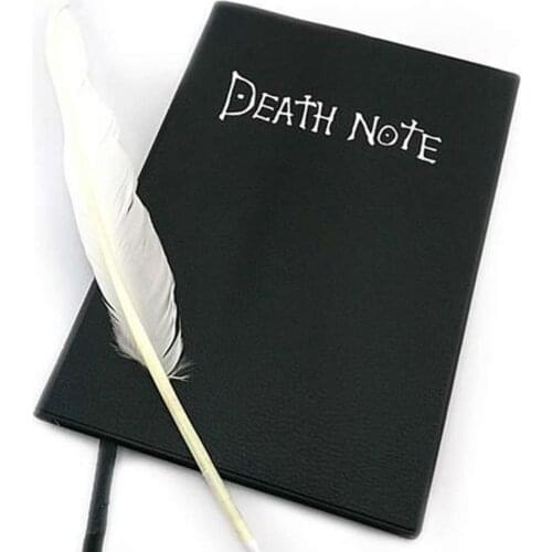 Anime Cartoon Death Note Action Figure Printed Death Note L Cosplay Notebook & Feather Pen Book Writing Journal Daily Book