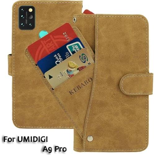 Vintage Leather Wallet UMIDIGI A9 Pro Case 6.3" Flip Luxury Card Slots Cover Magnet Phone Protective Cases Bags
