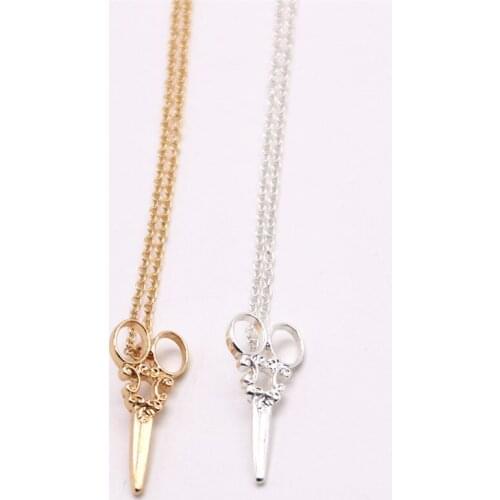 WJZB European fashion scissors pendant necklace for women