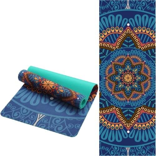 5.5 MM Lotus Pattern Suede TPE Yoga Mat Pad Non-slip Slimming Exercise Fitness Gymnastics Mat Body Building Esterilla Pilates