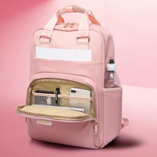 Both Shoulders USB Charge Backpack Women Computer Backpack 13 14 15 15.6 Inch Waterproof Bagpack School Bags For Teenage Girls