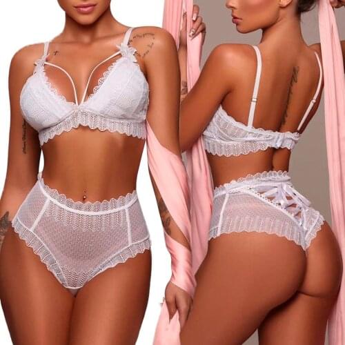 Lenceria Mujer Panty Bandage Set Babydoll Sexy Bra Set Underwear Women Bra Set Fashion Sexy Bra Polyester Lace Straps Lingerie#W