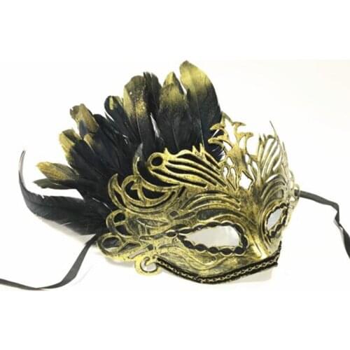 Gold Black Feather Mask Bar DJ Stage Performance Masked Women Singer Masquerade Party Masks Halloween Cosplay Props Accessories