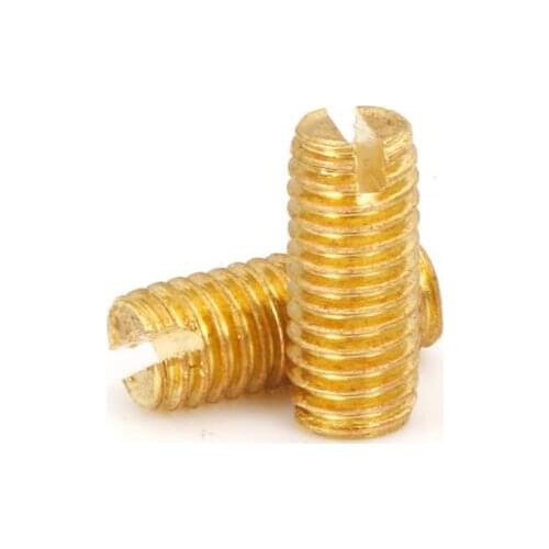 20pcs M2 copper brass slotted headless screws grubs flat bolts end tighten screw fixed machine bolt 2-10mm length