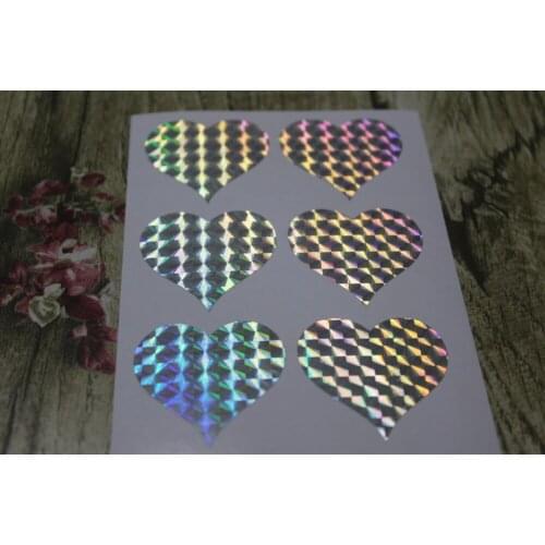 3.8cm Silver Hologram love heart sticker