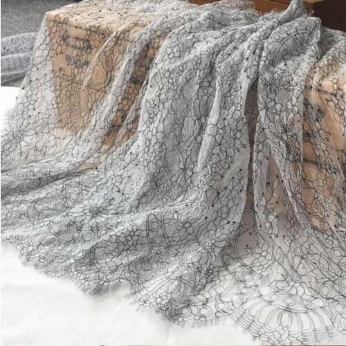 3M/lot 50cm wide Eyelash Floral Embroidered Classic Lace Trim black white Craft Lace Fabric For Dress Sewing Making Home Textile