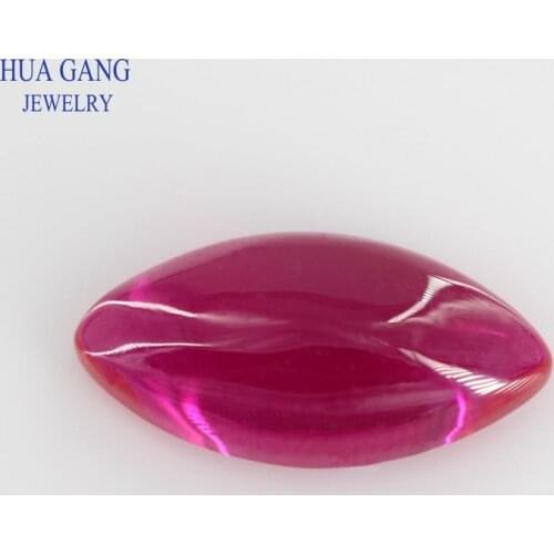 5# Rose Red Marquise Shape Flat Back Cabochon Synthetic Corundum Stone For Jewelry Size 3x6-9x18mm Free Shipping