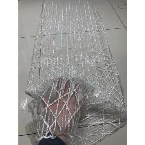 5 yards HS01# April bridal LACE Collection 2021 Offwhite Sequin Good Quality tulle embroidery lace For sewing wedding dress