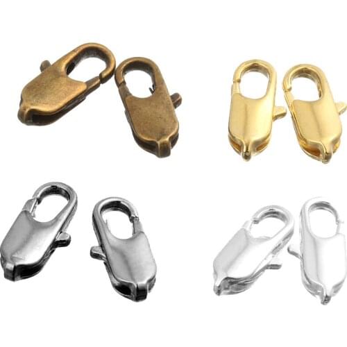 50pcs/lot Antique Bronze Silver Rhodium Gold Color Metal Lobster Clasps 12*5mm DIY Bracelet Necklace Jewelry Connectors
