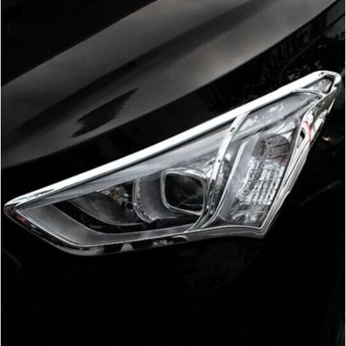 ABS chrome front headlight lamp cover trim for Hyundai Santa Fe IX45 2013 2014 2015 2016 2017