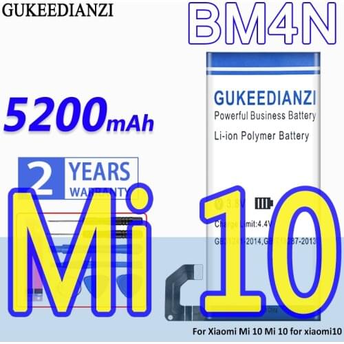 High Capacity GUKEEDIANZI Battery BM4N 5200mAh For Xiaomi Mi 10 Mi10 for xiaomi10