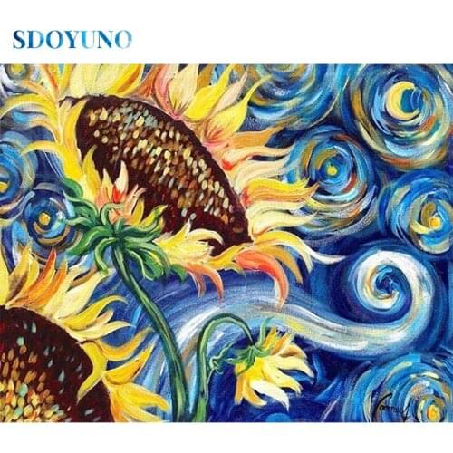 SDOYUNO DZDP3256 5D Diamond Painting Full Square/Round Abstract Diamond Embroidery Paintings Sunflowers Cross Stitch Home Decor