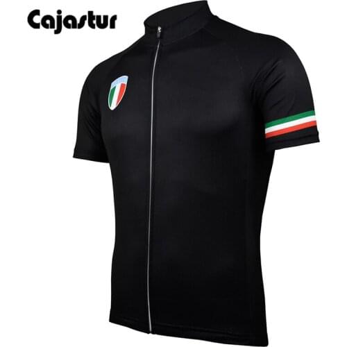 Black short sleeve cycling jersey classic bike wear jersey Italy cycling clothing maillot outdoor Bicycle clothes cajastur