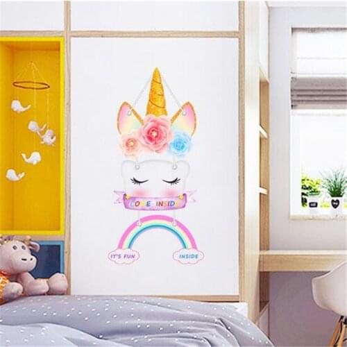 Colorful Unicorn Rainbow Wall Stickers For kids Room Girls Bedroom Wall Decals Room Decoration Kids Nursery Room Decor