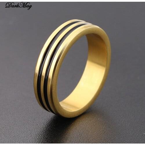DarkMag Black Gold Color Tungsten Carbide Ring For Men Women Wedding Band Anniversary Inlay Shiny Rings Jewelry