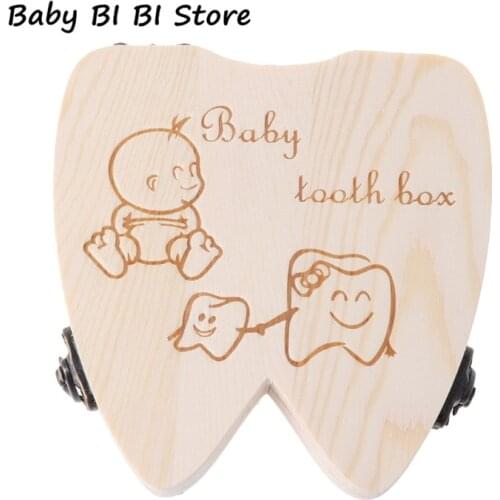 Baby Tooth Box Wooden Milk Teeth Organizer Storage Boys Girls Save Souvenir Case Baby Teeth Box