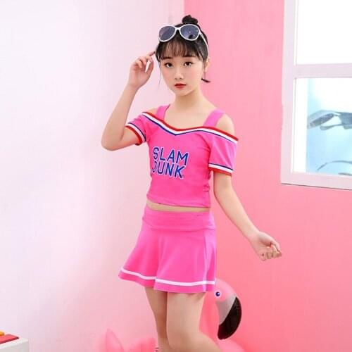 Dszl CUHK Childrens Flat Swirsuit for Women with Strap Scatter Skirt for Girls