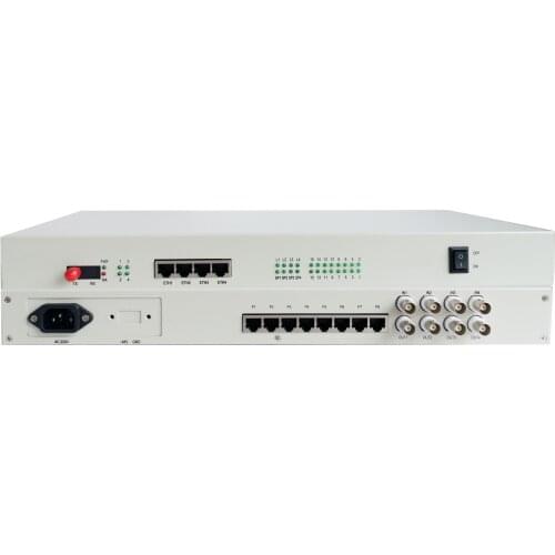 EMUX100-4S 4Channel 4E1 4FE audio fiber optic multiplexer 1-Port SC single mode dual fiber 20KM AC power supply