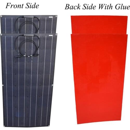 Flexible Solar Panel 300W 3pcs 100W 12V 24V Home System Kit Black ETFE Film Coating With Wig Glue Stick Tape On Back Side