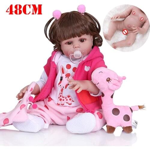 NPK DOLL 48CM bebe reborn toddler girl Curly hair doll full body soft silicone realistic baby rebirth Bath toy waterproof