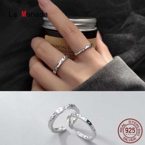 La Monada 49mm-58mm Women Ring 925 Sterling Silver Open Irregular Rings For Women 925 Silver Fine In Jewerly Rings Woman Blank 2