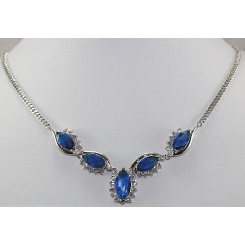 HOT! Fashion Nobby jewelry Blue inlay Crystal 18kgp Necklace
