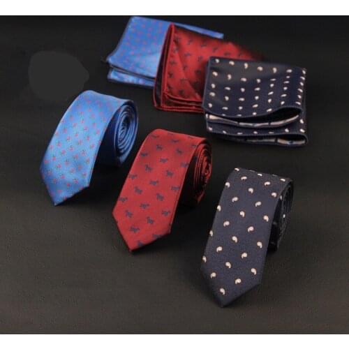 Linbaiway Mens Neckties+Pocket Square Set for Man Polyester Cravat Business Gentleman Neck Tie Handkerchief Set Custom Logo