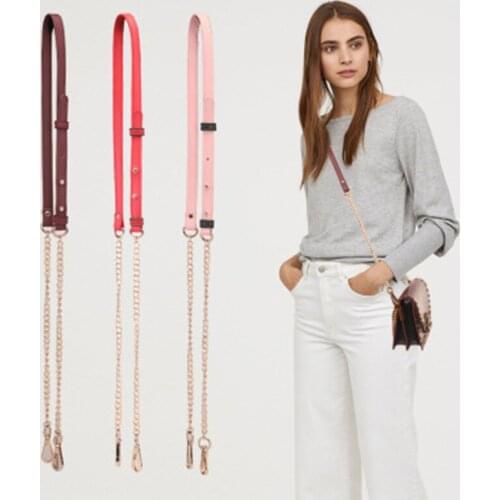 Metal+PU Leather Bag Chain Replacement Strap For DIY Handbag Shoulder Bag 120-128cm