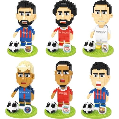 Mini Building Blocks Brick Toys Cartoon Football Character Model Educational Blocks Toys for Children
