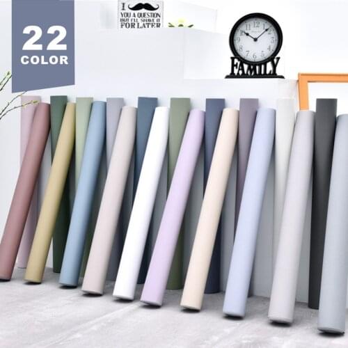 Morandi Color PVC Waterproof Thickened Wallpaper Self-Adhesive Solid Color Plain Sticker Bedroom Living Room Hotel Wall Papers