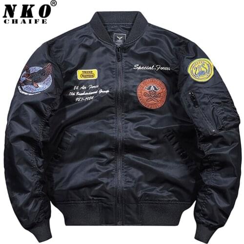 Mens 2021 Spring Autumn MA1 Bomber Jacket Coat Men Fashion Casual Embroidery Baseball Jacket Army Tactics Military Jacket Men
