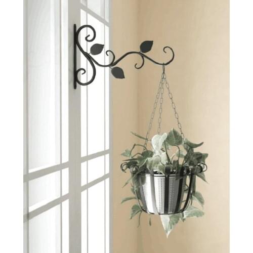 2021 New European Style Metal Wall Hanging Flower Pot Support Bracket Hook Iron Hanger Plants Garden Balcony Planter Holder