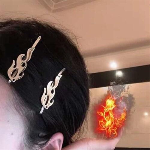One Pair 2021 New Punk Hip Hop Flame Hairwear For Women Jewelry Accessories Girls Hairpins Gifts di137