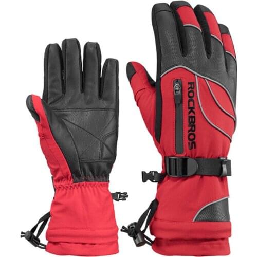 ROCKBROS -40 Degree Thermal Ski Gloves Men Women Winter Skiing Fleece Waterproof Snowboard Gloves Cycling Motorcycle Warm Mitten