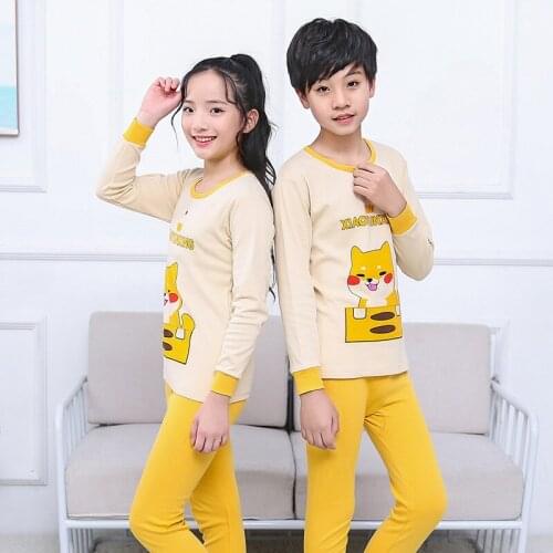 Autumn Winter Teenager Girls Boys Pajamas Set Big Boys Girls Clothes Cartoon Kids Sleepwear Teens 9-19Year Pyjamas Set Pijamas