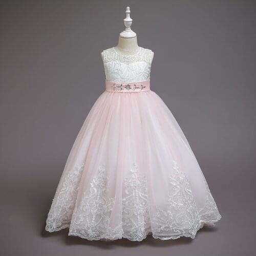 Tutu Princess Birthday Party Prom Children White Lace Wedding Bridesmaid Evening Summer Dress Vestidos Girl Clothes 10 Years