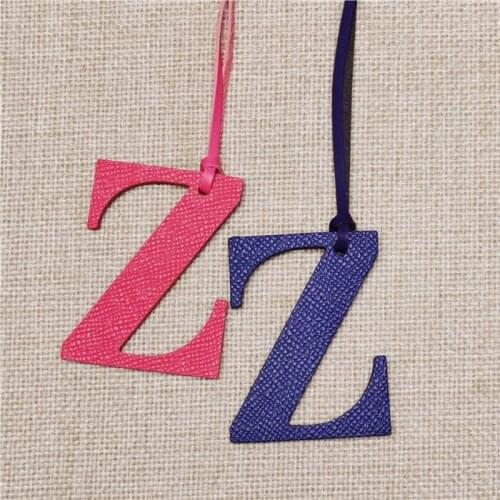 English Letter Z Alphabet Cowhide Pu Leather Name Initial Capital Keychain Pendant Ladies Women Bag Accessories Charm