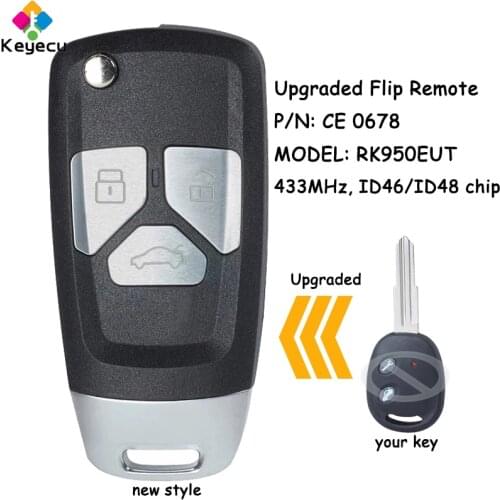 KEYECU Upgraded Flip Remote Car Key Fob 2 Buttons 433MHz ID46 or ID48 Chip - FOB for Chevrolet Spark 2013, Aveo 2009 2010 - 2016
