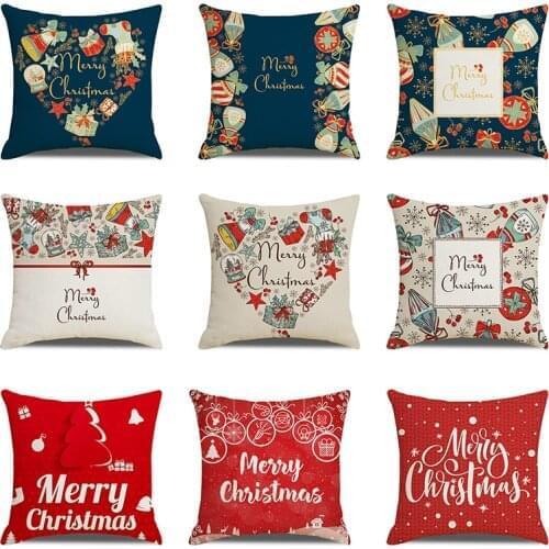 Merry Christmas Cushion Cover Santa Claus Elk Christmas Decoration For Home 2021 Christmas Ornaments Natal Navidad New Year 2022
